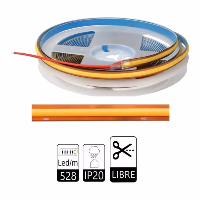 luckyled tira led cob 12w m 3000k 528led m ip68 sin l mite de corte tl8dc24 cob528 3k ip68 02